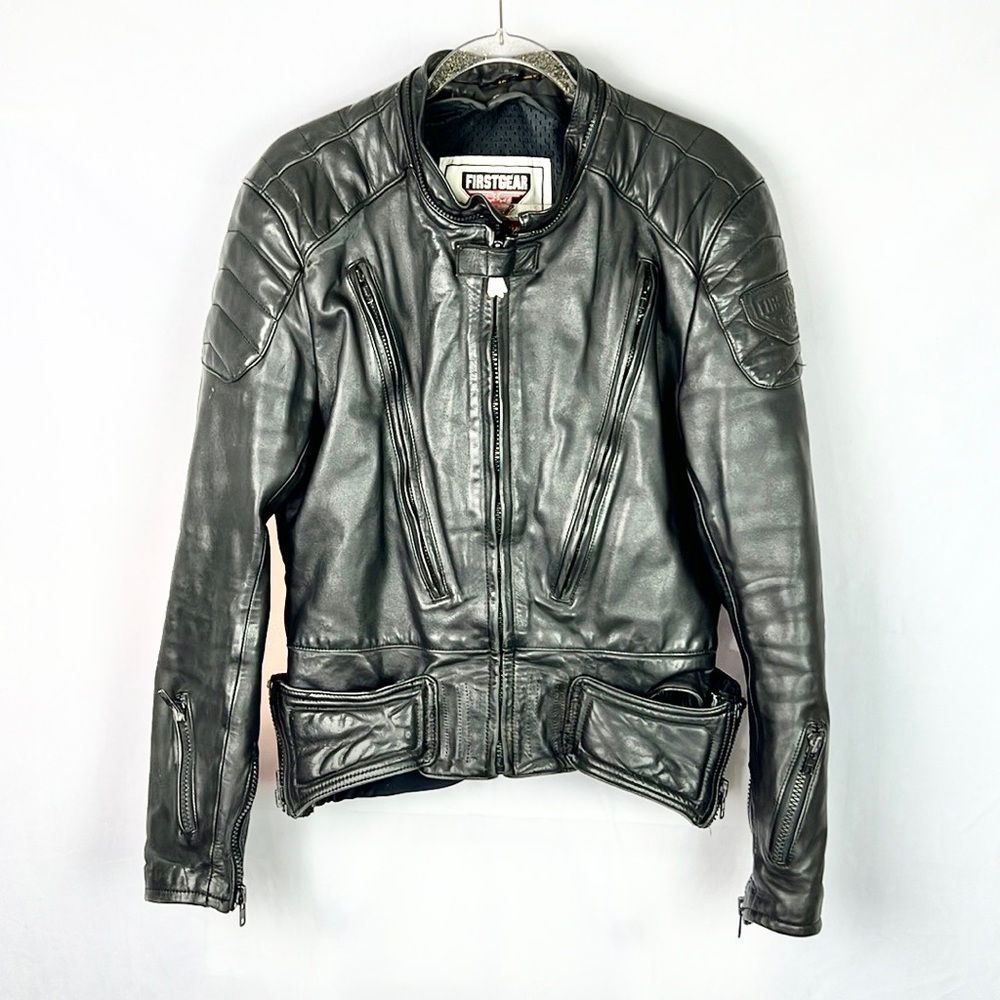 FIRSTGEAR by HEIN GERICKE |✨VINTAGE 90s!✨ Black Leather Motorcycle Biker Jacket